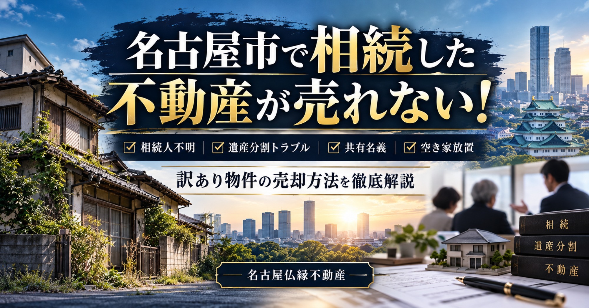 【2026年最新版】名古屋市で相続した不動産が売れない！相続人不明・遺産分割トラブル・共有名義・空き家放置など、訳あり物件の売却方法を徹底解説｜名古屋仏縁不動産（運営：（株）愛知不動産売却センター） 1